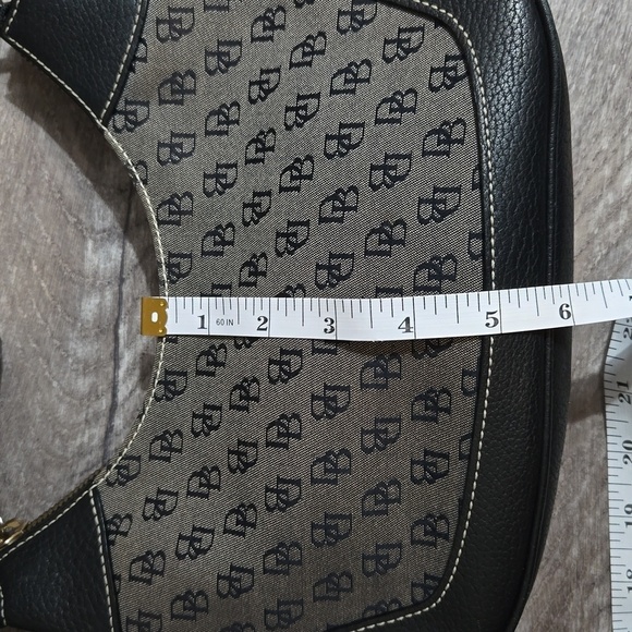 Vintage Dooney & Bourke Monogram Logo Hobo Shoulder Hand Bag Black Grey - Picture 10 of 13